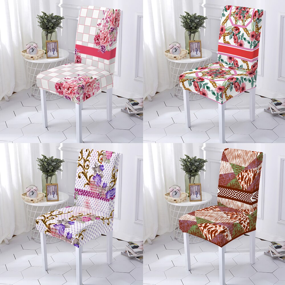 Nouveau - Couvre la chaise élastique avec design floral - Nouveau