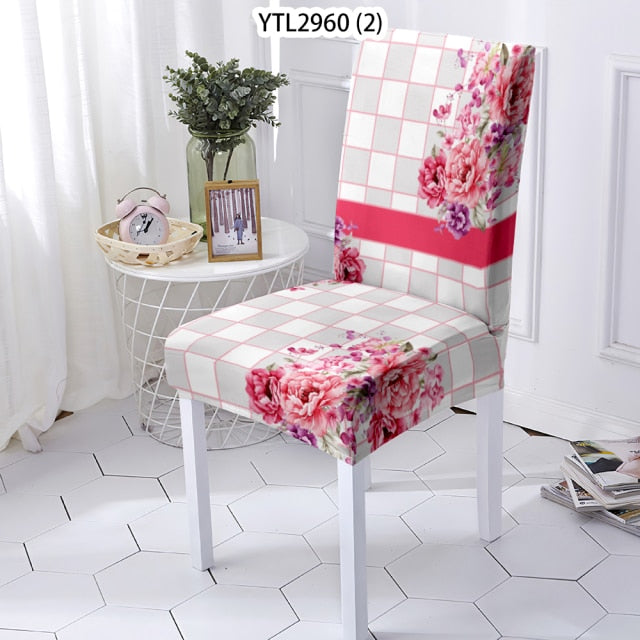 Nouveau - Couvre la chaise élastique avec design floral - Nouveau